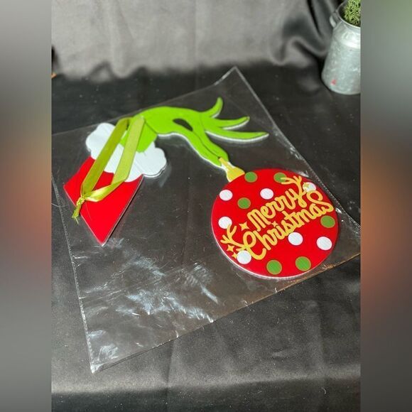 🎄❤️🎄 NEW Christmas Grinch Thief Hand Large Corrugated Plastic Cut Out NWT 12”… - Picture 3 of 5